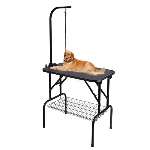 Adjustable height dog outlet grooming table