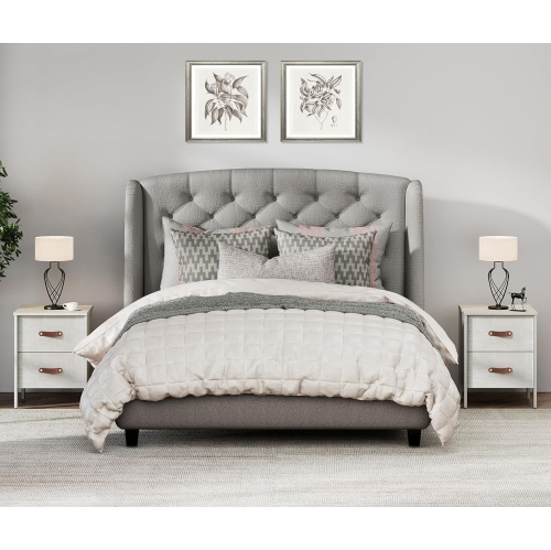 WAMPAT Set of 2 End Table with Charging Station, Wood Nightstands with 2 Drawers, Modern Side Tables Living Room Set of 2, White