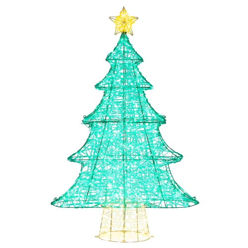 GYMAX  4Ft Lighted Christmas Tree W/ Top Star Illuminated Christmas Tree Decoration