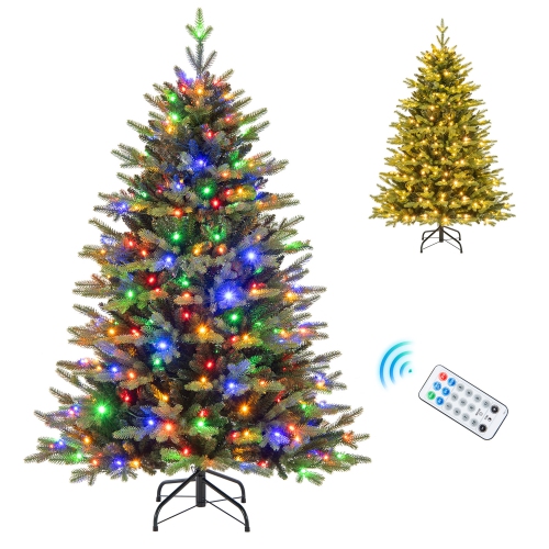 GYMAX  5/6 Ft Pre-Lit Artificial Christmas Tree Hinged Xmas Tree W/ 250/350 Led Lights