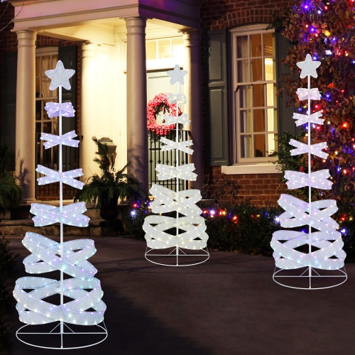 Gymax Pre-lit Spiral Christmas Tree Light Up Artificial Tree w/ 341 LED Lights Holiday Decoration