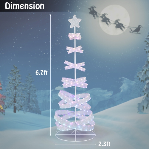 Gymax Pre-lit Spiral Christmas Tree Light Up Artificial Tree w/ 341 LED Lights Holiday Decoration