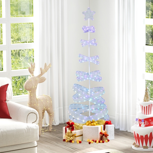 Gymax Pre-lit Spiral Christmas Tree Light Up Artificial Tree w/ 341 LED Lights Holiday Decoration