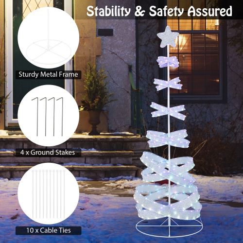 Gymax Pre-lit Spiral Christmas Tree Light Up Artificial Tree w/ 341 LED Lights Holiday Decoration