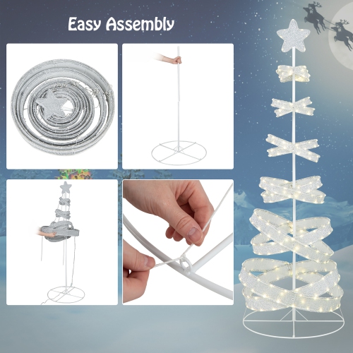 Gymax Pre-lit Spiral Christmas Tree Light Up Artificial Tree w/ 341 LED Lights Holiday Decoration