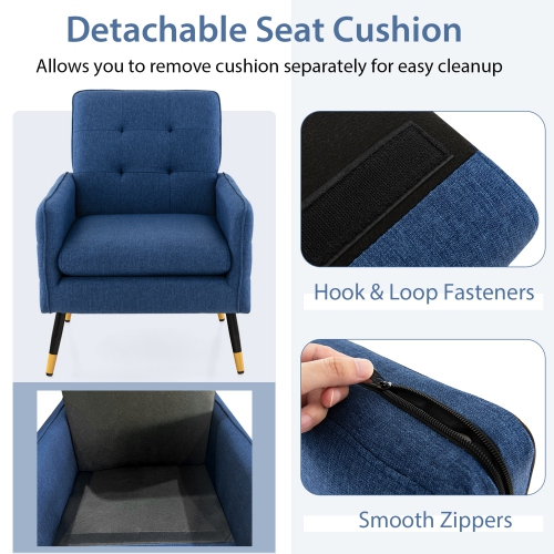 Gymax 2 Pieces Accent Chair Upholstered Armchair w/ Tufted Back & Metal Legs