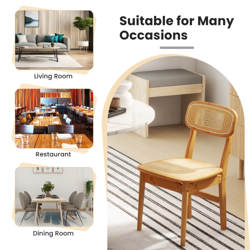 Gymax Rattan Dining Chairs Set of 2 Kitchen Dining Chairs w/ Simulated Rattan Backrest