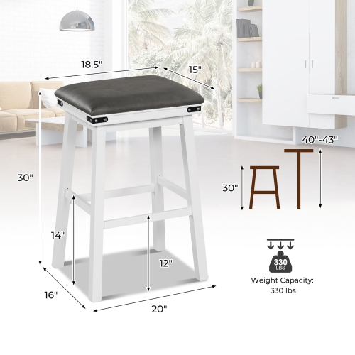 Gymax PU Leather Bar Stools Set of 4 30'' Counter Height Dining Stools w/ Upholstered Seat