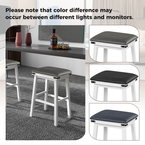 Gymax PU Leather Bar Stools Set of 4 30'' Counter Height Dining Stools w/ Upholstered Seat