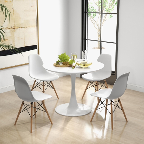 Gymax 5 PCS Dining Set Modern Round Dining Table 4 Chairs for Small Space Kitchen