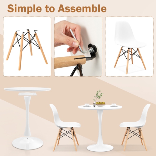 Gymax 5 PCS Dining Set Modern Round Dining Table 4 Chairs for Small Space Kitchen