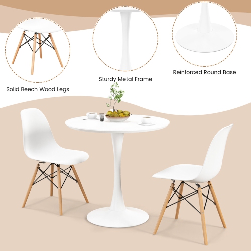 Gymax 5 PCS Dining Set Modern Round Dining Table 4 Chairs for Small Space Kitchen