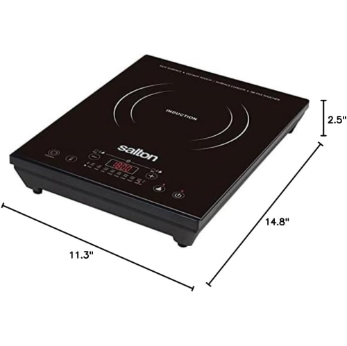 Cuiseur à induction portatif à DEL Cool Touch de Salton avec 8 réglages de température pour un contrôle précis, efficacité énergétique, 1800 W