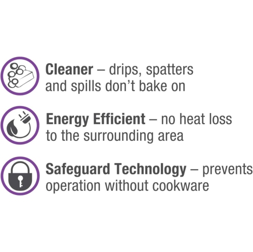 Cuiseur à induction portatif à DEL Cool Touch de Salton avec 8 réglages de température pour un contrôle précis, efficacité énergétique, 1800 W