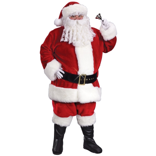 Red and White Regency Plush Santa Claus Unisex Adult Christmas Costume - XXL