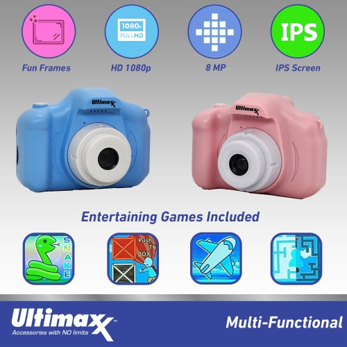 Ultimaxx Digital Video Recorder Camera Kids Teens ages 8-12 Beginners with Games 32GB Micro SD Holiday Christmas Gift Kit