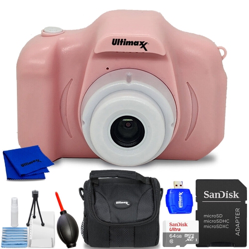 ULTIMAXX  Digital Video Recorder Camera (Pink) Kids Teens Ages 8-12 Beginners With Games 32GB Micro Sd Holiday Christmas Gift Bundle