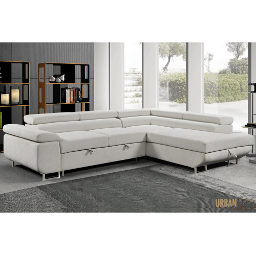 Urban Cali Hollywood Sleeper Sectional Sofa Bed with Adjustable Headrests and Storage Chaise
