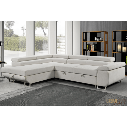 Urban Cali Hollywood Sleeper Sectional Sofa Bed with Adjustable Headrests and Storage Chaise