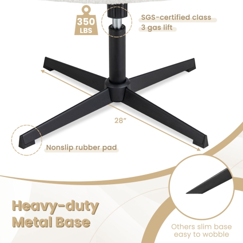 Costway Cross Legged Office Chair Armless Office Desk Chair with Imitation Lamb Fleece