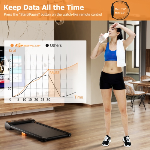 Tapis de marche 2-en-1 de Costway pour la maison avec télécommande de montre et écran DEL