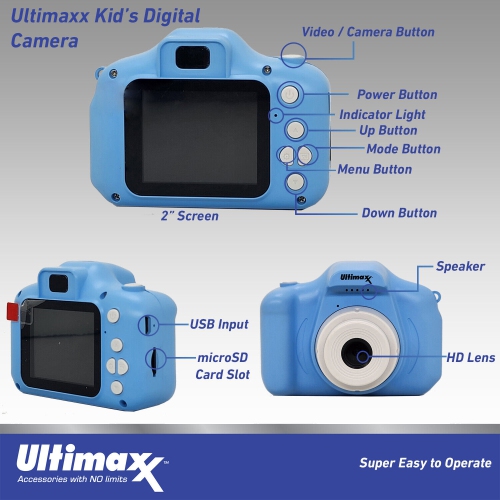 Ultimaxx Digital Video Recorder Camera Kids Teens ages 8-12 Beginners with Games 32GB Micro SD Holiday Christmas Gift Bundle