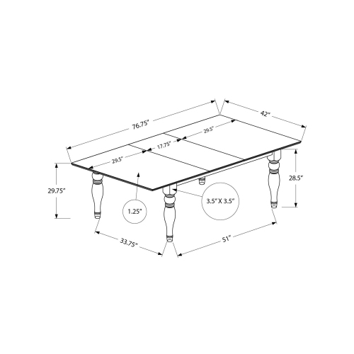 Monarch Specialties I 1391 - Dining Table, 78" Rectangular, 18" Extension Panel, Veneer Top, Solid Wood Legs, Dining Room, Kitchen, Antique Grey