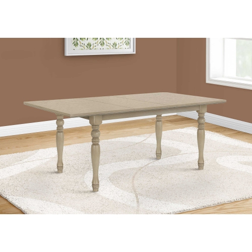 Monarch Specialties I 1391 - Dining Table, 78" Rectangular, 18" Extension Panel, Veneer Top, Solid Wood Legs, Dining Room, Kitchen, Antique Grey