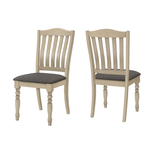 Monarch Specialties I 1392 - Dining Chair, 39" Height, Set Of 2, Upholstered, Dining Room, Kitchen, Side, Antique Grey, Grey Fabric, Wood Legs,