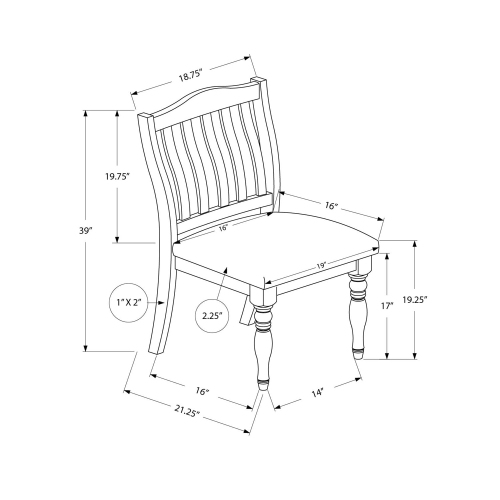 Monarch Specialties I 1392 - Dining Chair, 39" Height, Set Of 2, Upholstered, Dining Room, Kitchen, Side, Antique Grey, Grey Fabric, Wood Legs,