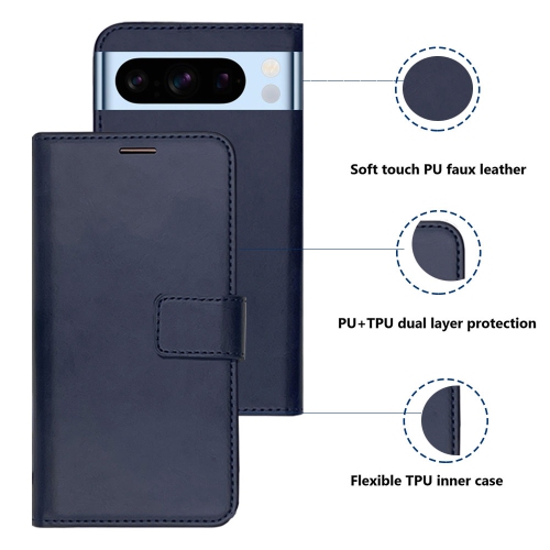 Étui-portefeuille magnétique XCRS, pochette en cuir de polyuréthane avec fente pour carte et support pour Google Pixel 8 Pro 2023