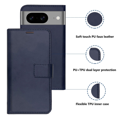 XCRS Folio Magnetic Wallet Cover, PU Leather Pouch with Card Slot and Stand Case for Google Pixel 8 2023