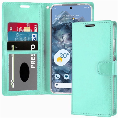 XCRS Folio Magnetic Wallet Cover, PU Leather Pouch with Card Slot and Stand Case for Google Pixel 8 2023