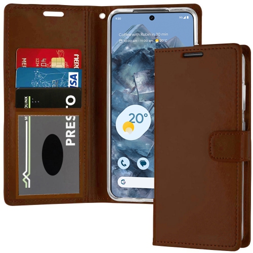 Étui portefeuille magnétique XCRS, pochette en cuir de polyuréthane avec fente pour carte et support pour Google Pixel 8 2023