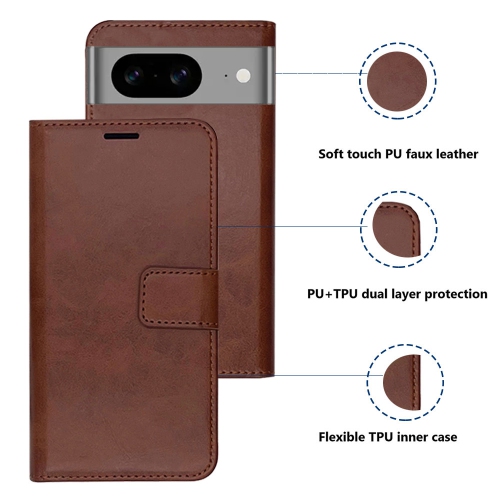 Étui portefeuille magnétique XCRS, pochette en cuir de polyuréthane avec fente pour carte et support pour Google Pixel 8 2023