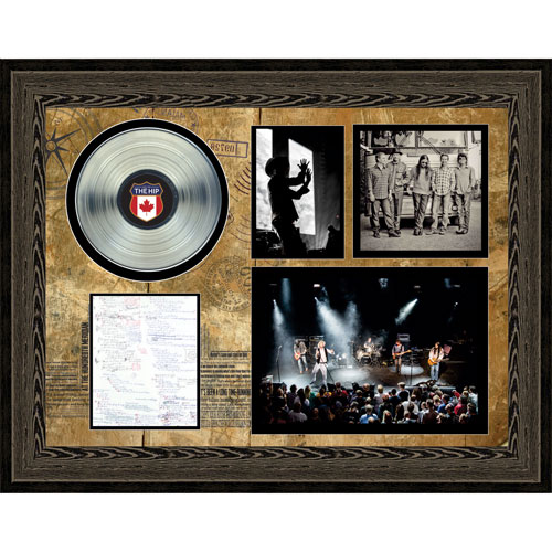 Oeuvre encadrée The Tragically Hip: Oeuvre encadrée Lyrics Collage avec disque vinyle Platine de Frameworth