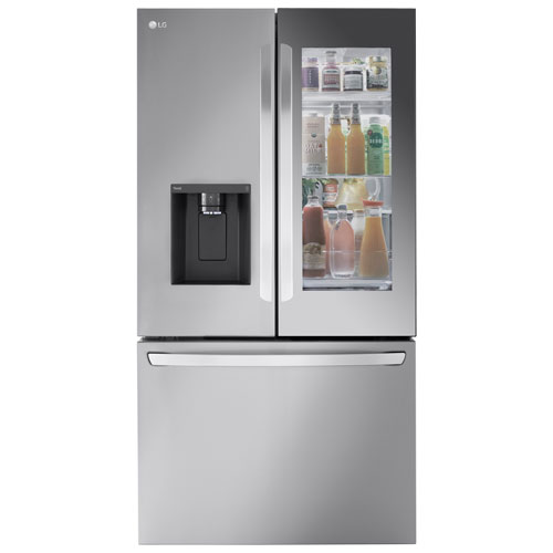 LG 36" 26 cu. ft. Smart Mirror InstaView Counter-Depth MAX French Door Refrigerator - Stainless - Only at Best Buy