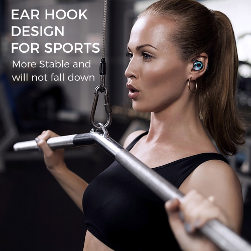 Alpha Digital Sport Bluetooth 5.1 TWS Earbuds- 28-hr Playtime, HiFi Stereo, Noise Cancel, IPX5, Touch Ctrls, 500mAh Case-Black