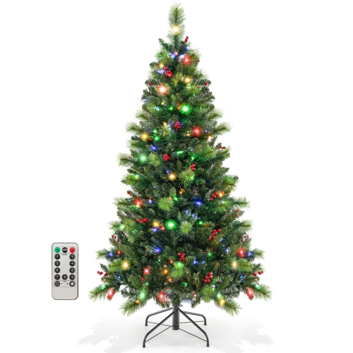 TOPBUY  6/7/8 Ft Artificial Christmas Tree Pre-Lit Xmas Tree \w 670/974/1272 Branch Tips Pine Needles 300/400/500 Multi-Color & Warm-White Led Lights