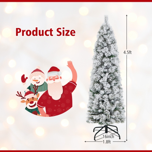 Topbuy 4,5/6/7FT Arbre de Noël artificiel illuminé à neige sapin de Noël avec 100/150/210 lumières blanches chaudes 258/373/466 pointes de branches