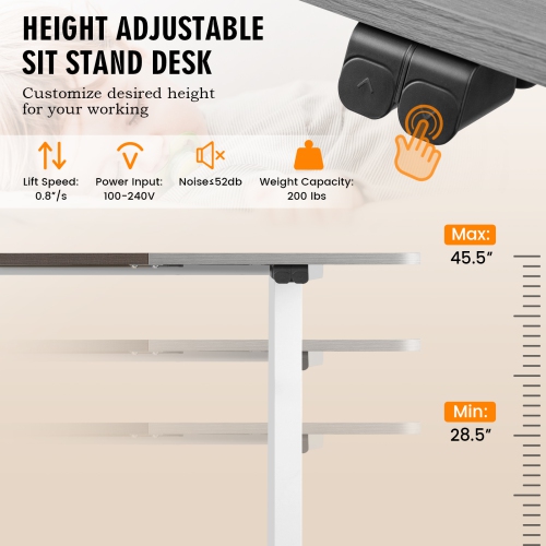 Topbuy Height Adjustable Electric Standing Desk 55" x 28" Sit to Stand Electric Desk w/ Metal Frame & Powerful Motor Natural / Rustic Brown / Gray /