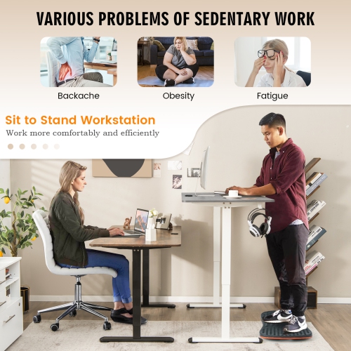Topbuy Height Adjustable Electric Standing Desk 55" x 28" Sit to Stand Electric Desk w/ Metal Frame & Powerful Motor Natural / Rustic Brown / Gray /