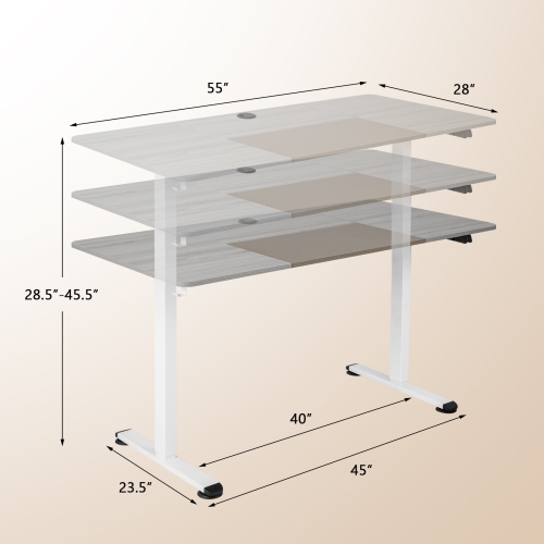Topbuy Height Adjustable Electric Standing Desk 55" x 28" Sit to Stand Electric Desk w/ Metal Frame & Powerful Motor Natural / Rustic Brown / Gray /