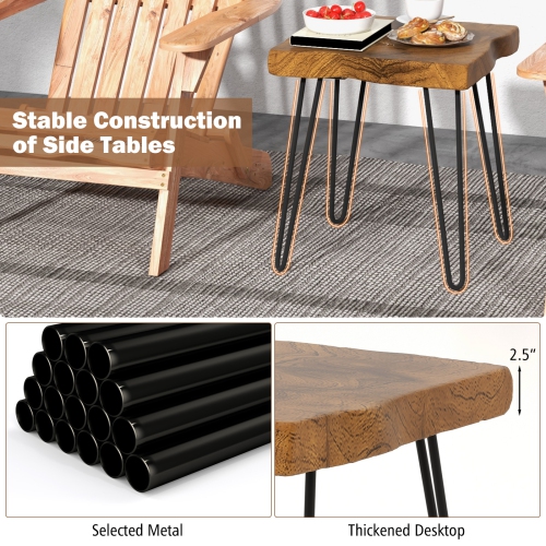 Topbuy 1PC/2PCS 16" × 16" Solid Teak Wood Side Table Indoor Outdoor Square Side Table w/ Metal Legs Solid Wood Patio Table Home End Table