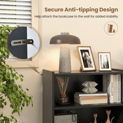 Topbuy 3-Tier Bookcase Open Bookshelf Cube Storage Organizer Floor Standing Display Bookcase with Adjustable Shelves Rustic Brown/Black/White