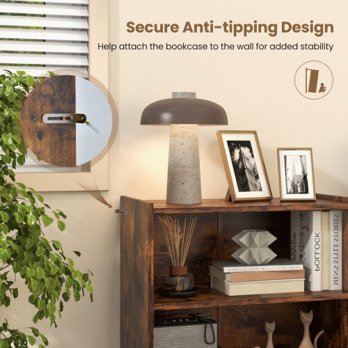 Topbuy 3-Tier Bookcase Open Bookshelf Cube Storage Organizer Floor Standing Display Bookcase with Adjustable Shelves Rustic Brown/Black/White