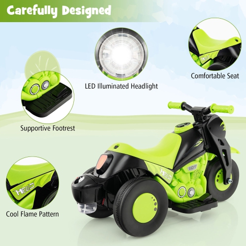 Gymax 6V Kids Bubble Car Electric Ride on Motorcycle w/ Music Button & LED Headlight