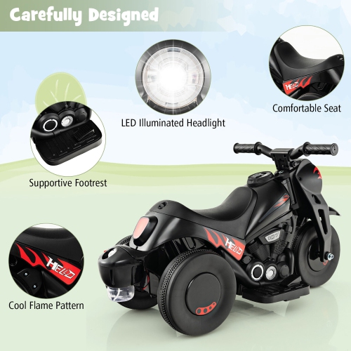 Gymax 6V Kids Bubble Car Electric Ride on Motorcycle w/ Music Button & LED Headlight