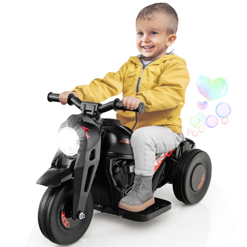 Gymax 6V Kids Bubble Car Electric Ride on Motorcycle w/ Music Button & LED Headlight