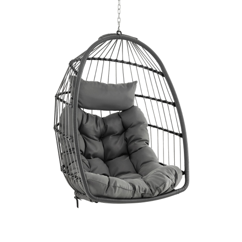 Gymax Hanging Egg Chair Swing Chair Without Stand w/ Comfrotable Head Pillow & Soft Cushion